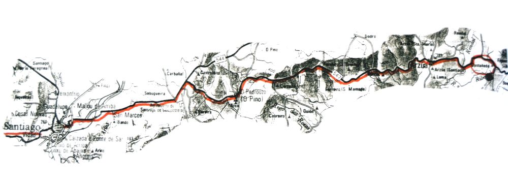Uno de los mapas originales del libro Cabalgando a Santiago desde Murcia